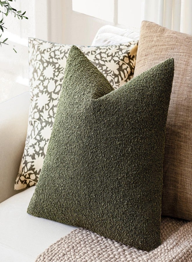 Foindtower Decorative Textured Boucle Throw Pillow Covers Accent Solid Pillow Cases Neutral Soft Cozy Couch Cushion Case for Chair Sofa Bedroom Living Room Home Decor 22x22 Inch,1PC,Moss Green - Image 5